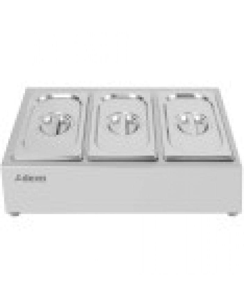 Commercial Condiment Holder including 3xGN1/4-150mm containers with lid Stainless steel | CHE03AD Commercial Condiment Holder including 3xGN1/4-150mm containers with lid Stainless steel | CHE03AD