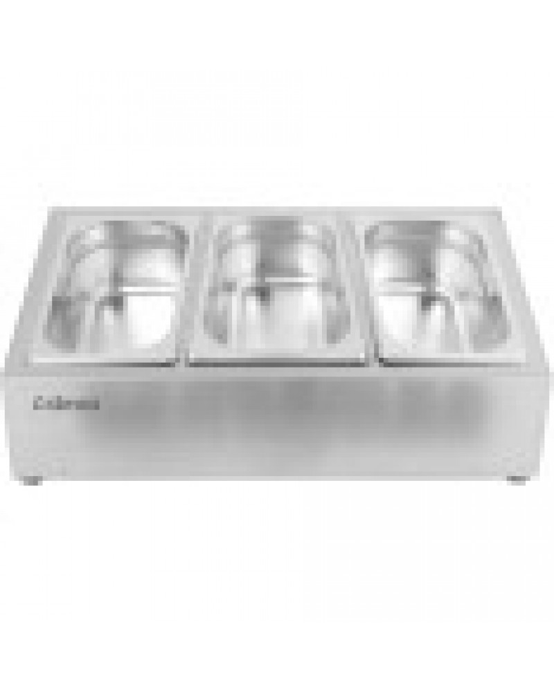 Commercial Condiment Holder including 3xGN1/4-150mm containers with lid Stainless steel | CHE03AD Commercial Condiment Holder including 3xGN1/4-150mm containers with lid Stainless steel | CHE03AD