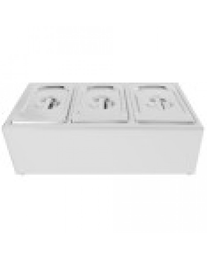 Commercial Condiment Holder including 3xGN1/4-150mm containers with lid Stainless steel | CHE03AD Commercial Condiment Holder including 3xGN1/4-150mm containers with lid Stainless steel | CHE03AD