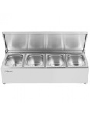 Commercial Condiment Holder with lid including 4xGN1/4-100mm containers Stainless steel |  CHE04AFL Commercial Condiment Holder with lid including 4xGN1/4-100mm containers Stainless steel |  CHE04AFL