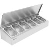 Commercial Condiment Holder with lid including 6xGN1/4-150mm containers Stainless steel |  CHE06ADFL
