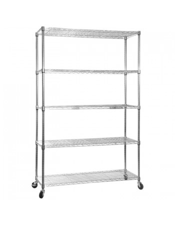 Commercial Mobile Shelving unit 5 tier 1250kg Width 1500mm Depth 450mm Chrome wire | CJA1344R Commercial Mobile Shelving unit 5 tier 1250kg Width 1500mm Depth 450mm Chrome wire | CJA1344R