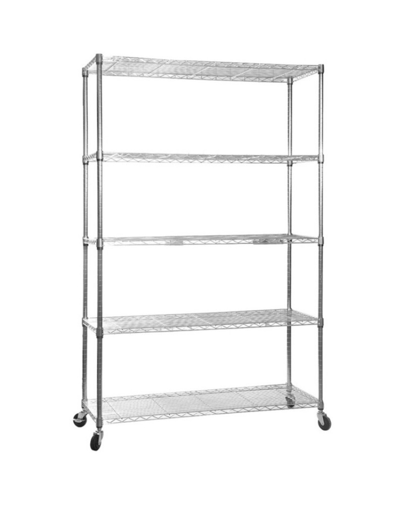 Commercial Mobile Shelving unit 5 tier 1250kg Width 1500mm Depth 450mm Chrome wire | CJA1344R Commercial Mobile Shelving unit 5 tier 1250kg Width 1500mm Depth 450mm Chrome wire | CJA1344R