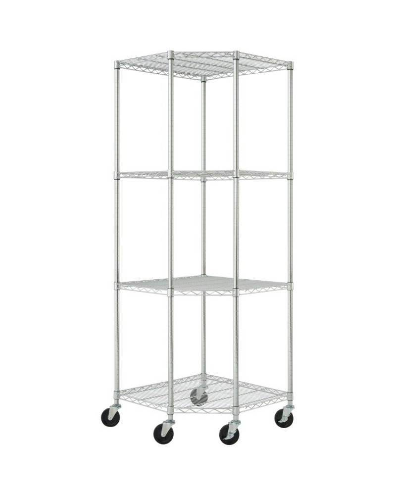 Commercial 4 Tier Pentagon Shelving Unit Chrome Wire with Wheels 1000kg 680x680x1880mm | CJA1363 Commercial 4 Tier Pentagon Shelving Unit Chrome Wire with Wheels 1000kg 680x680x1880mm | CJA1363