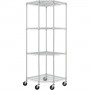 Commercial 4 Tier Pentagon Shelving Unit Chrome Wire with Wheels 1000kg 680x680x1880mm |  CJA1363