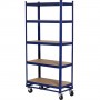 Commercial Blue Heavy Duty Mobile Shelving Unit 5 Shelves 875kg Loading Capacity 900x450x1800mm | TurcoBazaar KWH20