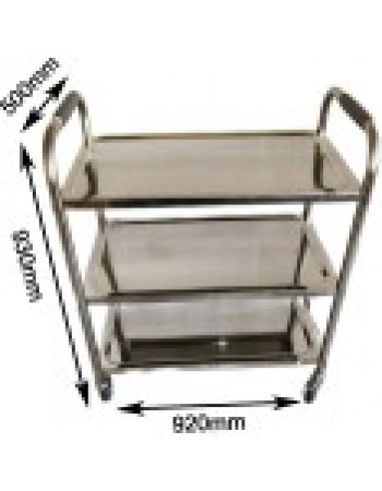 Commercial 3 tier Stainless Steel Serving/Service/Clearing Trolley 920x500x930mm | QNH402 Commercial 3 tier Stainless Steel Serving/Service/Clearing Trolley 920x500x930mm | QNH402