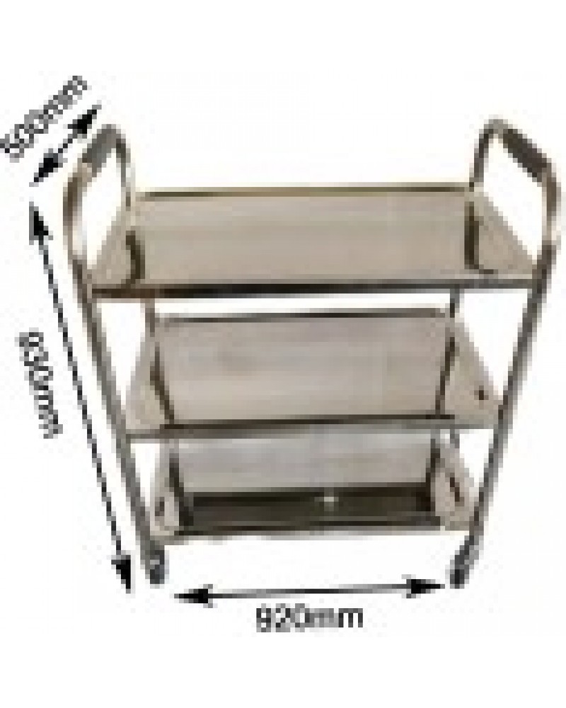 Commercial 3 tier Stainless Steel Serving/Service/Clearing Trolley 920x500x930mm | QNH402 Commercial 3 tier Stainless Steel Serving/Service/Clearing Trolley 920x500x930mm | QNH402