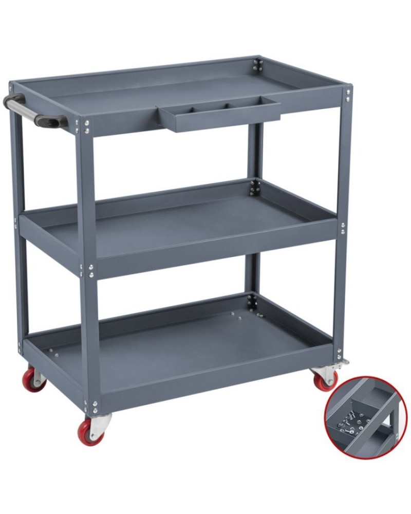 3 Tier Trolley Cart 750x355x730mm Steel |  TC3 3 Tier Trolley Cart 750x355x730mm Steel |  TC3