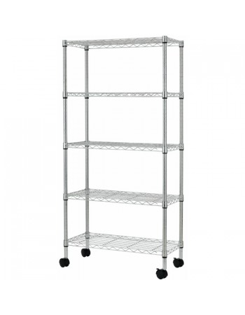 Professional Wire Shelving Unit 5 tier Grey Mobile 560x350x1600mm |  W5T