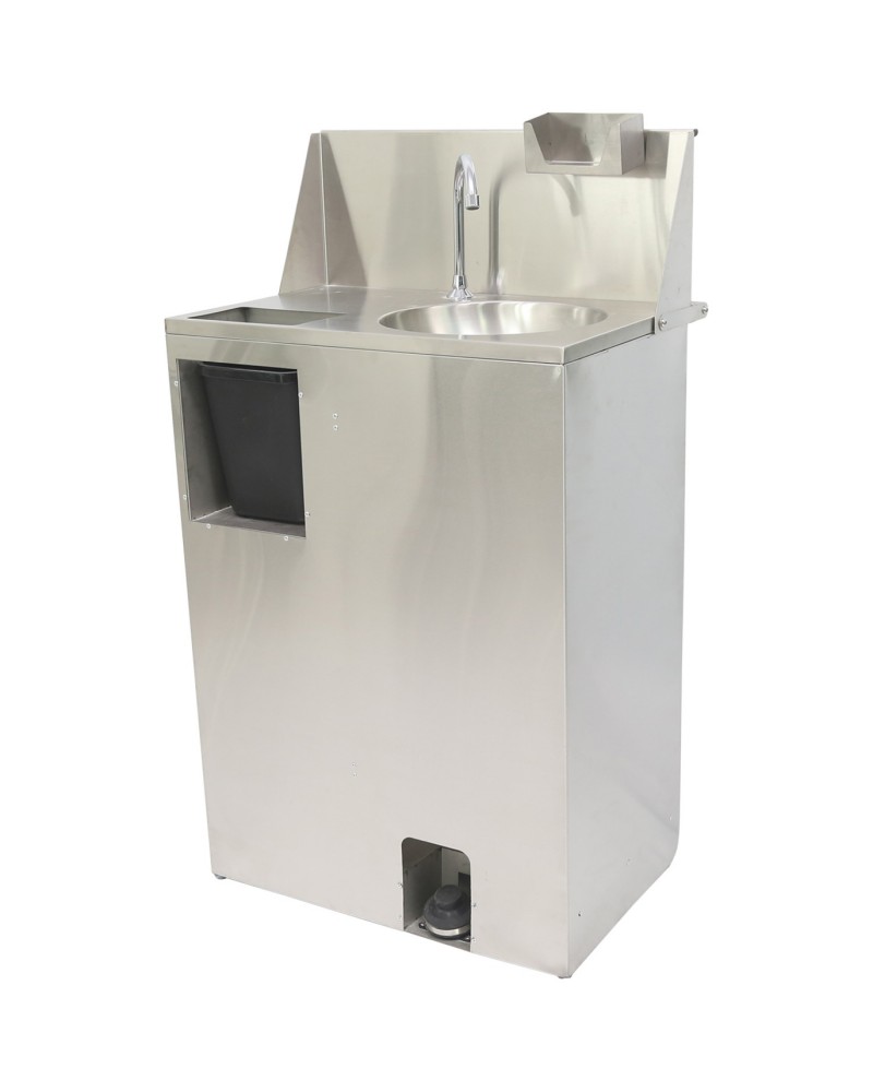 Foot Operated Mobile Wash Basin with Backsplash Paper Towel Dispenser & Castors Stainless Steel | TurcoBazaar WHF277 Foot Operated Mobile Wash Basin with Backsplash Paper Towel Dispenser & Castors Stainless Steel | TurcoBazaar WHF277