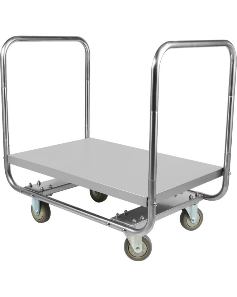 Commercial Dual-Handle Platform Truck Stainless Steel 800x500x750mm | WHDT8050 Commercial Dual-Handle Platform Truck Stainless Steel 800x500x750mm | WHDT8050