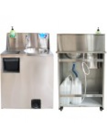 Foot Operated Mobile Wash Basin with Backsplash Paper Towel Dispenser & Castors Stainless Steel | TurcoBazaar WHF277 Foot Operated Mobile Wash Basin with Backsplash Paper Towel Dispenser & Castors Stainless Steel | TurcoBazaar WHF277