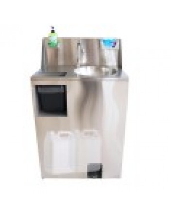 Foot Operated Mobile Wash Basin with Backsplash Paper Towel Dispenser & Castors Stainless Steel | TurcoBazaar WHF277 Foot Operated Mobile Wash Basin with Backsplash Paper Towel Dispenser & Castors Stainless Steel | TurcoBazaar WHF277