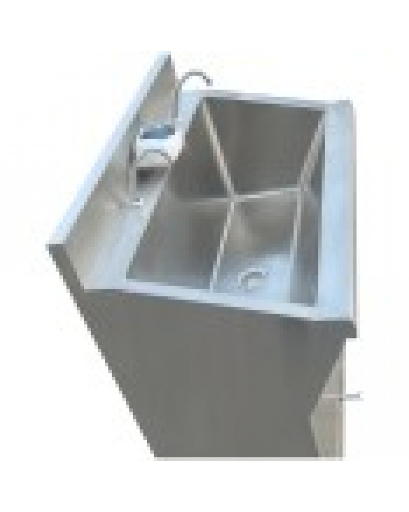 Commercial Stainless Steel Double Scrub Sink with Mirrors, Pedal Controls & Dual Faucets 1200x600x1800mm | TurcoBazaar YYKY1261 Commercial Stainless Steel Double Scrub Sink with Mirrors, Pedal Controls & Dual Faucets 1200x600x1800mm | TurcoBazaar YYKY1261