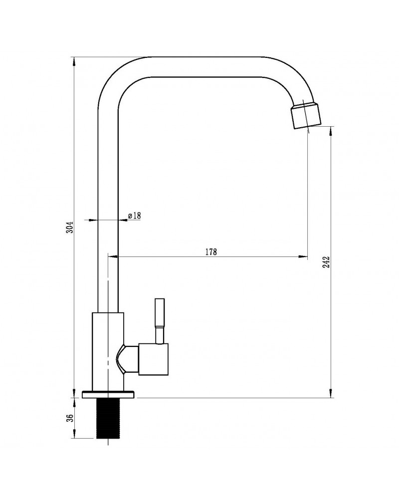 Single Lever Stainless Steel Kitchen Sink Cold Tap Square Spout 304 mm Height | TurcoBazaar 3045017 Single Lever Stainless Steel Kitchen Sink Cold Tap Square Spout 304 mm Height | TurcoBazaar 3045017