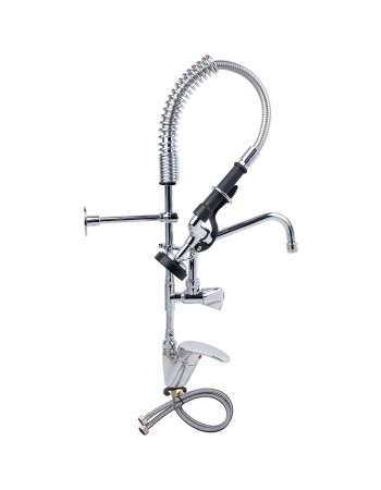 Mini Single Hole Deck Mount Dual Temperature High-Pressure Pre-Rinse Faucet with 8" Swing Nozzle Chrome Plated Brass | TurcoBazaar 6801A08