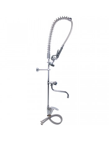 Single Hole Deck Mount Standard Pre-Rinse Faucet with Lever Handle and 12" Swing Nozzle Chrome Plated Brass | TurcoBazaar 6901A12