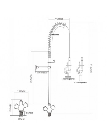 Standard Pre Rinser with Compression Cartridge and Rotary Handle Chrome Plated Brass | TurcoBazaar 6902A