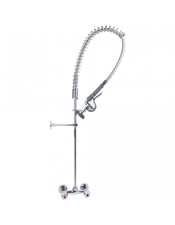 Standard Wall-Mounted Pre Rinser with Compression Cartridge and Rotary Handle Chrome Plated Brass | TurcoBazaar 6903A