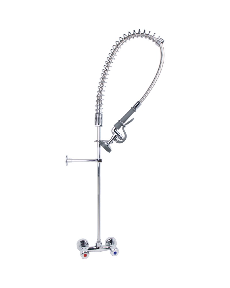 Standard Wall-Mounted Pre Rinser with Compression Cartridge and Rotary Handle Chrome Plated Brass | TurcoBazaar 6903A