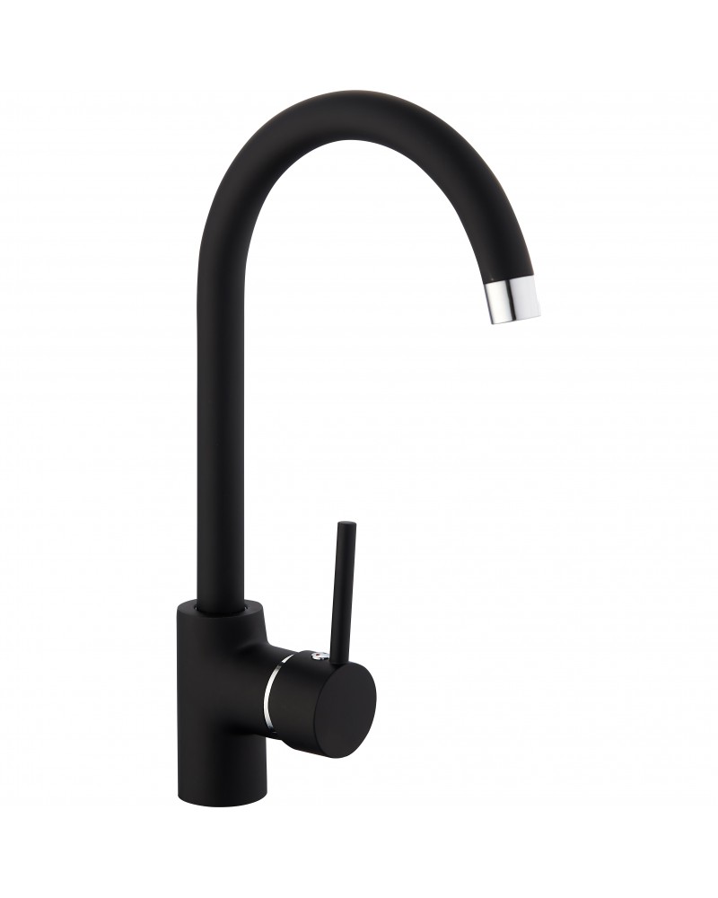 Kitchen Mixer Tap with Stainless Steel Spout Single Lever Black | TurcoBazaar 70000065