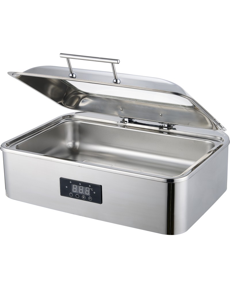 Chafing Dish Electric heating Glass lid Stainless steel 9 litres | TurcoBazaar ACFD9L01