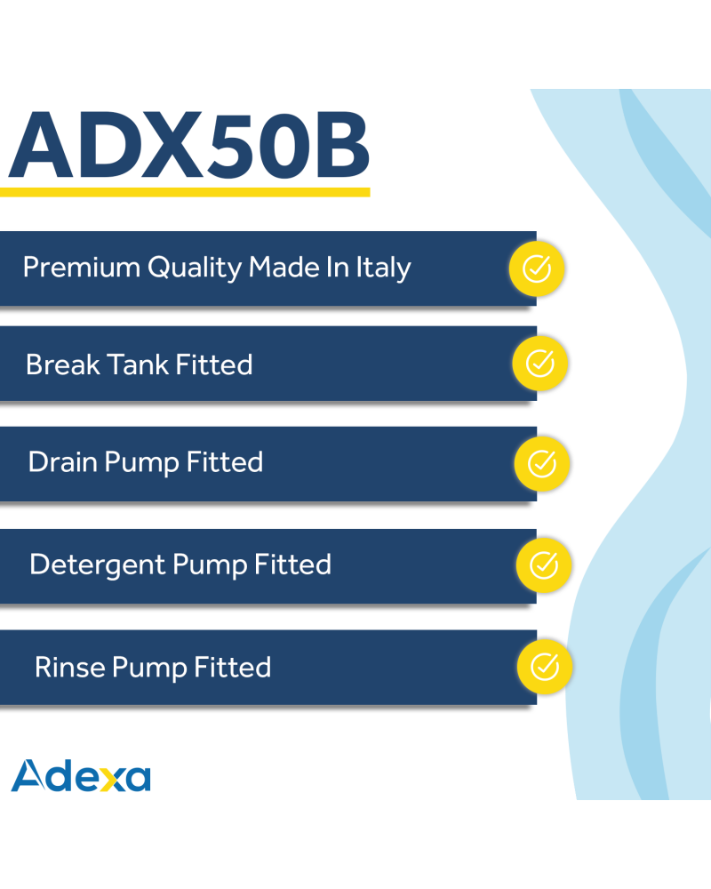 Commercial Dishwasher Premium 500mm basket 20 baskets/hour Built-in water softener Break tank Drain Pump Detergent dosing pump | TurcoBazaar ADX50BWS