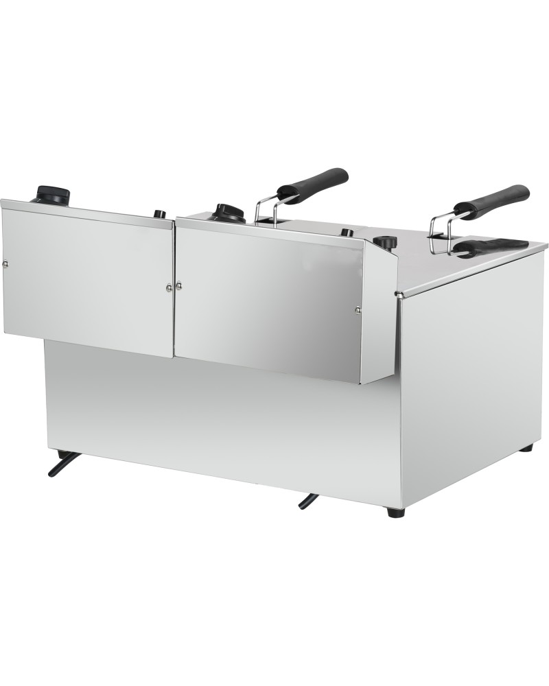 Commercial Electric Deep Fryer Countertop Double Tank 2x8 Litres 530x450x360mm | TurcoBazaar AFR004
