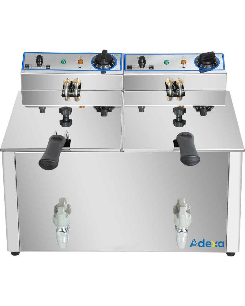 Commercial Electric Deep Fryer Countertop Double Tank 2x10 Litres 530x490x360mm | TurcoBazaar AFR008
