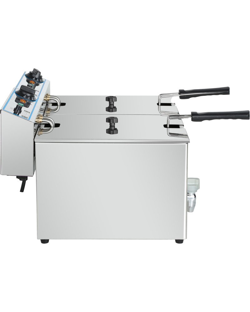 Commercial Electric Deep Fryer Countertop Double Tank 2x10 Litres 530x490x360mm | TurcoBazaar AFR008
