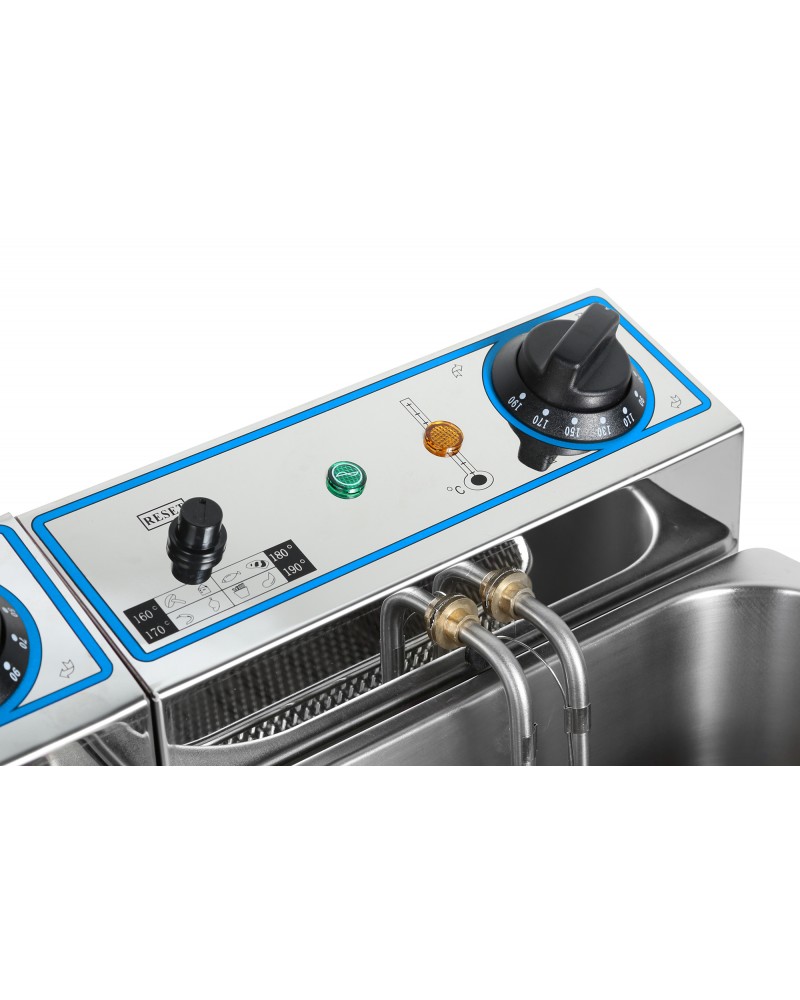 Commercial Electric Deep Fryer Countertop Double Tank 2x10 Litres 530x490x360mm | TurcoBazaar AFR008