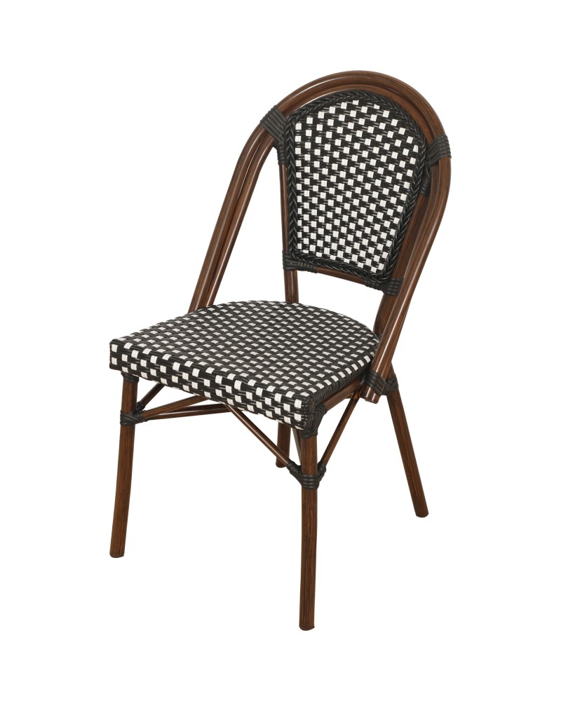 PE Rattan Bistro Chair Black and White | TurcoBazaar AX526 PE Rattan Bistro Chair Black and White | TurcoBazaar AX526