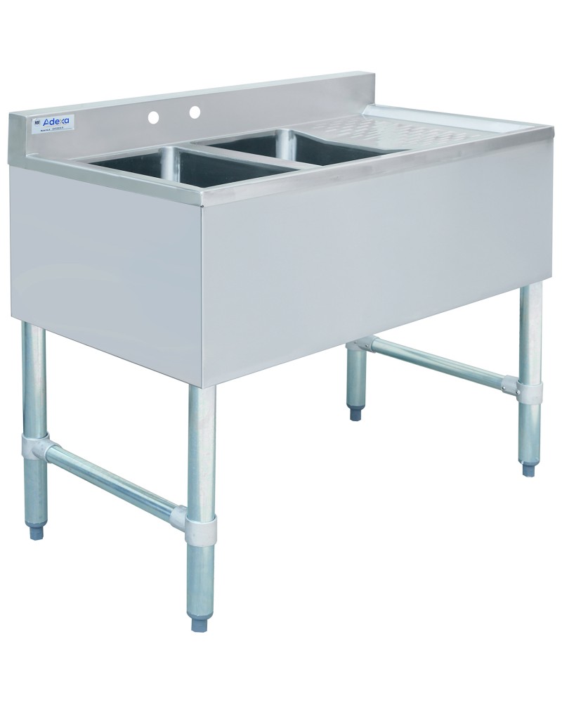 Commercial Bar Sink with Backsplash 2 Bowls Left 914x470x762mm | TurcoBazaar BAR2B36R