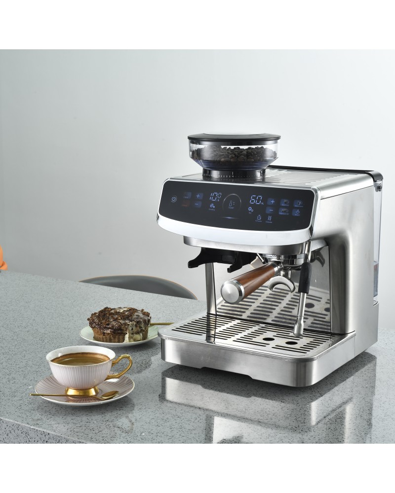 Commercial Semi-Automatic Coffee Machine with Grinder & Touchscreen | TurcoBazaar BDCM602