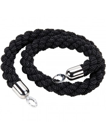 Black Braided Stanchion Rope with Silver ends 1.5m | TurcoBazaar BR01BS
