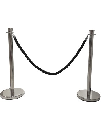 Black Braided Stanchion Rope with Silver ends 1.5m | TurcoBazaar BR01BS