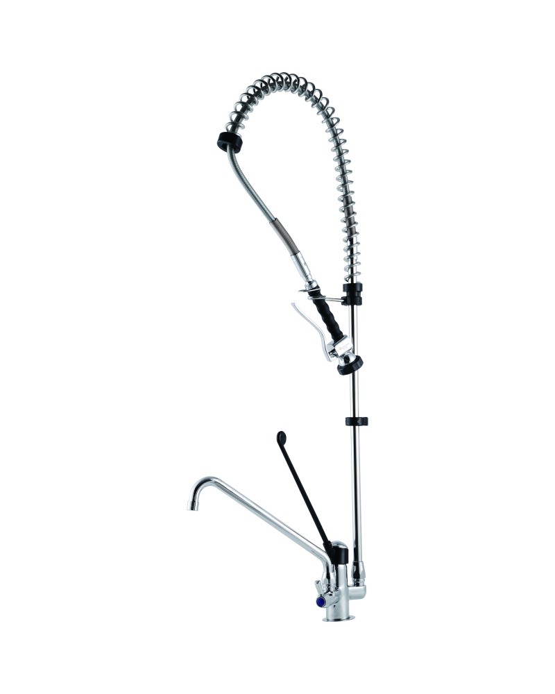 Commercial Deck-Mounted Pre-Rinse Spray Unit with Add-On Faucet & 6" Wall Bracket Chrome | TurcoBazaar BXF212