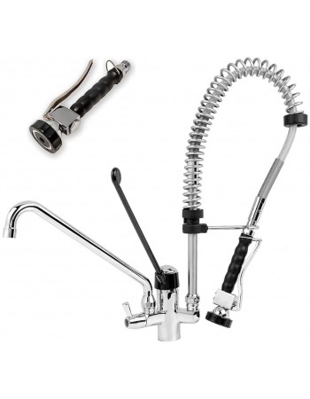 Commercial Deck-Mounted Mini Pre-Rinse Spray Unit with Add-On Faucet Chrome | TurcoBazaar BXF216