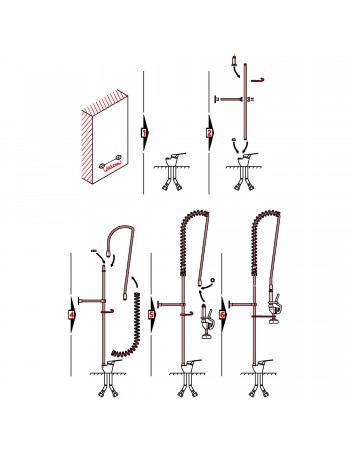 Commercial Deck-Mounted Pre-Rinse Spray Unit with Wall Bracket Chrome | TurcoBazaar BXF218