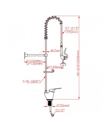 Commercial Deck-Mounted Pre-Rinse Spray Unit with Wall Bracket Chrome | TurcoBazaar BXF218