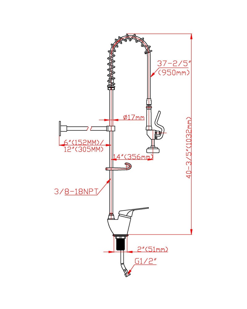 Commercial Deck-Mounted Pre-Rinse Spray Unit with Wall Bracket Chrome | TurcoBazaar BXF218