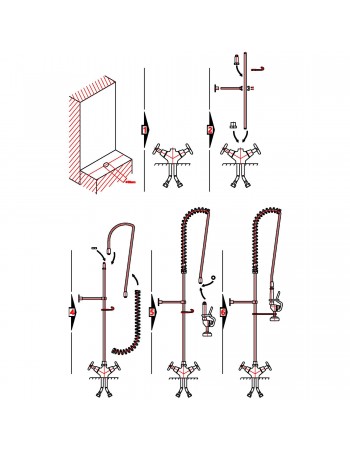 Commercial Deck-Mounted Pre-Rinse Spray Unit with Wall Bracket Chrome | TurcoBazaar BXF220