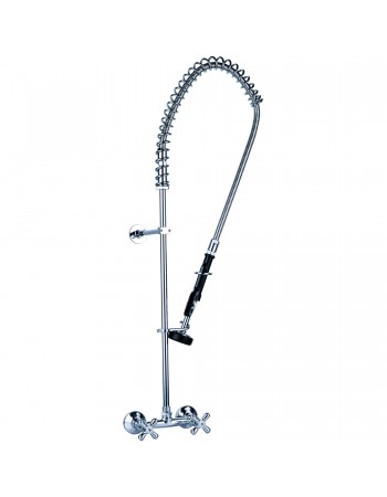 Commercial Deck-Mounted Pre-Rinse Spray Unit with Wall Bracket Chrome | TurcoBazaar BXF222