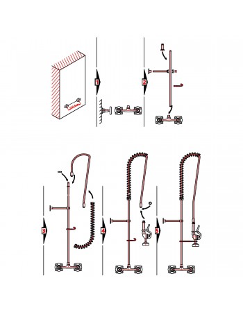 Commercial Deck-Mounted Pre-Rinse Spray Unit with Wall Bracket Chrome | TurcoBazaar BXF222