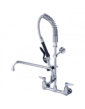 8" Wall Mounted Pre-Rinse Faucet with Add-On 6" Swing Spout & 22" Hose & Spray Valve | TurcoBazaar BXF240
