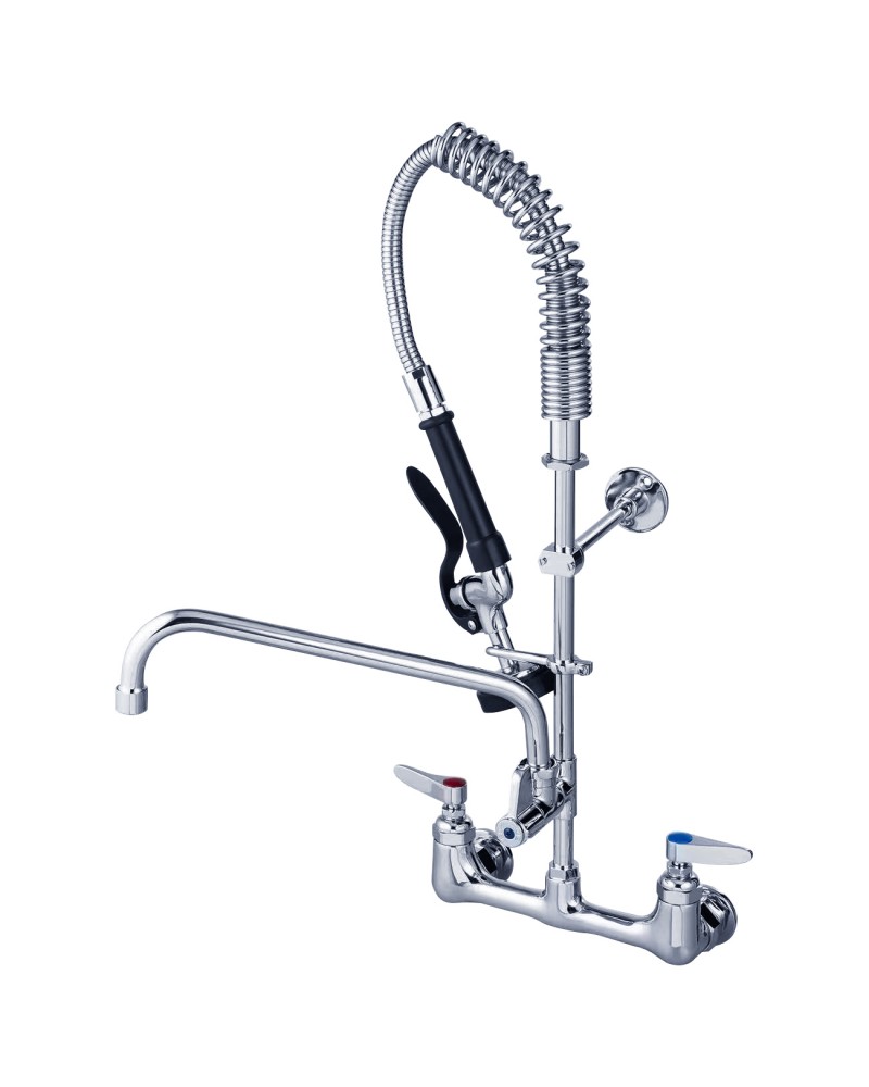 8" Wall Mounted Pre-Rinse Faucet with Add-On 6" Swing Spout & 22" Hose & Spray Valve | TurcoBazaar BXF240
