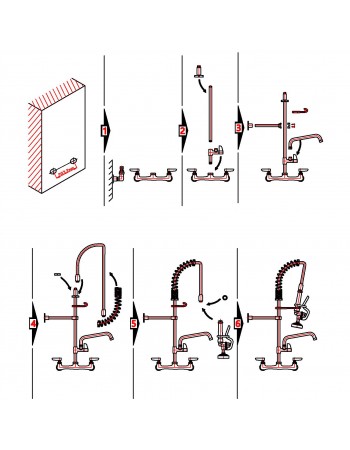 8" Wall Mounted Pre-Rinse Faucet with Add-On 6" Swing Spout & 22" Hose & Spray Valve | TurcoBazaar BXF240