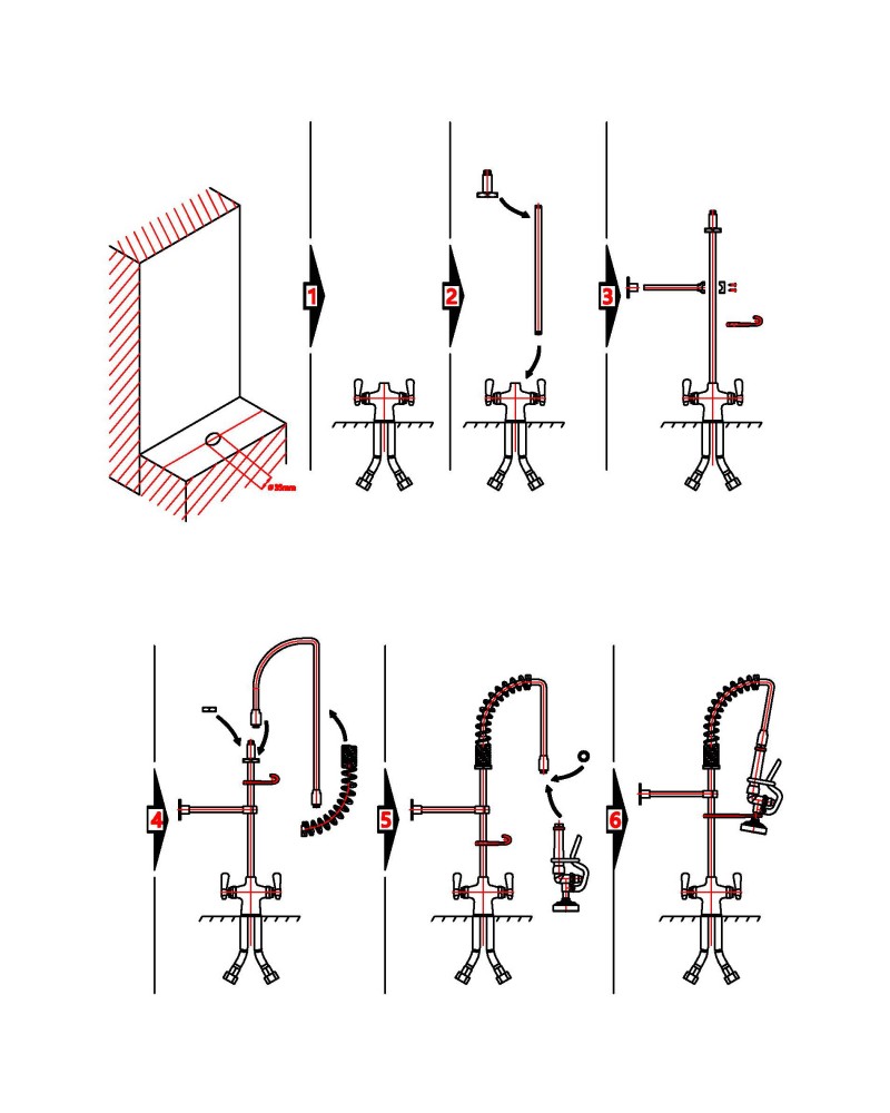 Deck-Mounted Commercial Pre-Rinse Unit with 22" Hose & Spray Valve | TurcoBazaar BXF242
