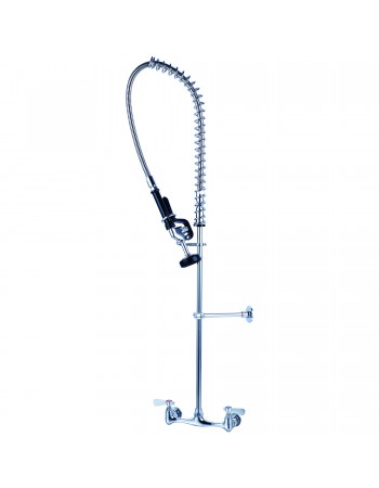 8" Center Wall Mounted Pre-Rinse Unit with 18" Riser & 44" Hose & Spray Valve Chrome | TurcoBazaar BXF246